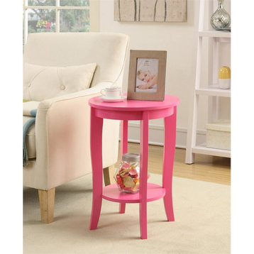 Convenience Concepts American Heritage Round End Table in Pink Wood Finish