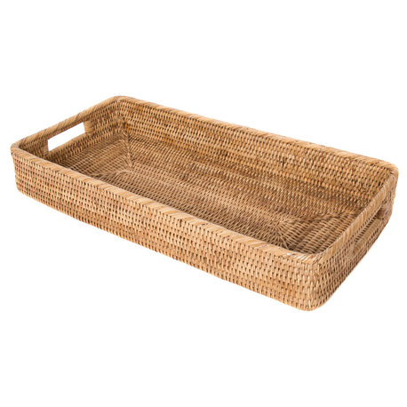 Artifacts Rattan Rectangular Tray With Rounded Corners, Honey Brown