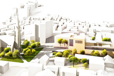 3D Visualisierung Architektur, Städtische Bibliothek, Vogelperspektive