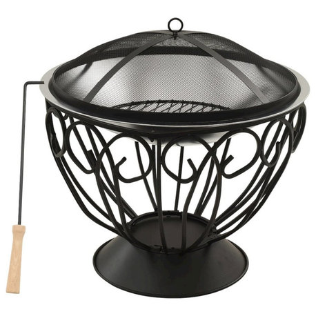 vidaXL 2-in-1 Fire Pit and BBQ with Poker 23.2x23.2x23.6 Stainless Steel 3360