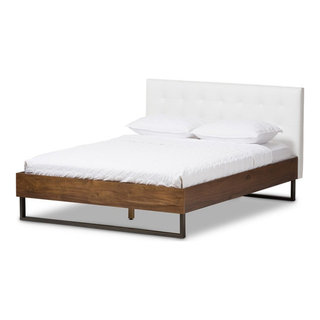 Baxton Studio Mitchell Faux Leather Queen Platform Bed in White