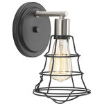 Progress Lighting - Gauge 1-Light Bath - Inspired by industrial elements, Gauge features an open cage design that's both functional and aesthetically appealing. Multi-pendant is supplied with hoop frame to provide an element of customization. Frame is comprised of Graphite with Brushed Nickel accents.