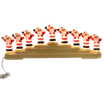 Shiny Brite Jolly Santas Candolier Electric 9 Lamp Christmas Holiday Figurines