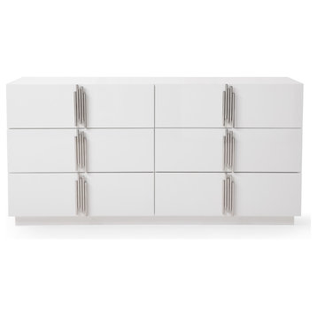 Modrest Token Modern White and Stainless Steel Dresser
