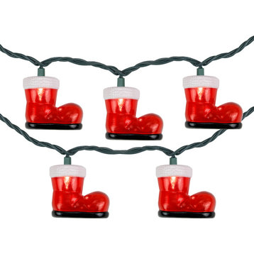 10-Count Santa's Boots Christmas Light Set 7.5ft Green Wire