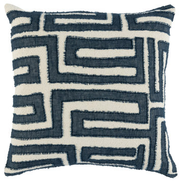 Mia Knitted 22" x 22" Throw Pillow, Blue Ivory