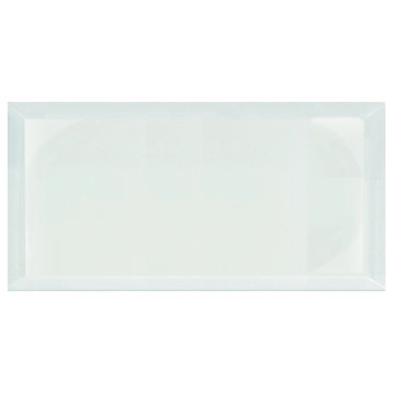 Frosted Elegance 8 in x 16 in Beveled Glass Subway Tile in Glossy Mint Blue