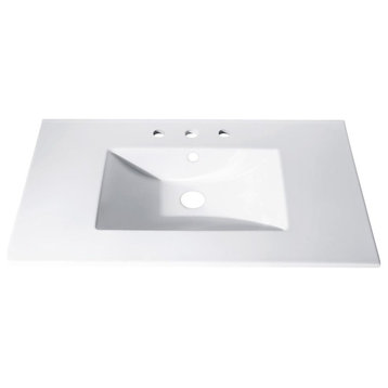 31" Vitreous China Top With Integrated Bowl (8" Holes), 31"