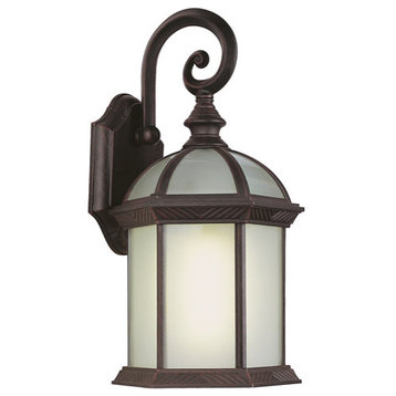 Rust With Frosted Beveled Glass LED Outdoor Wall Lantern
