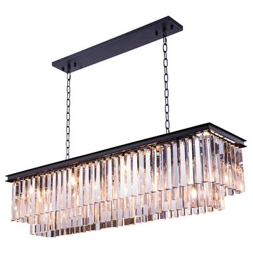 Fringe 12-Light Chandelier, Gray Iron, Clear, Without LED Bulbs