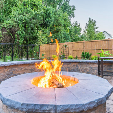 Rustic Patio, Pergola, Fire Pit and French Drain
