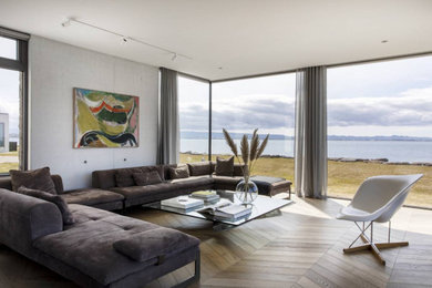 Living room - large contemporary open concept living room idea in Boston