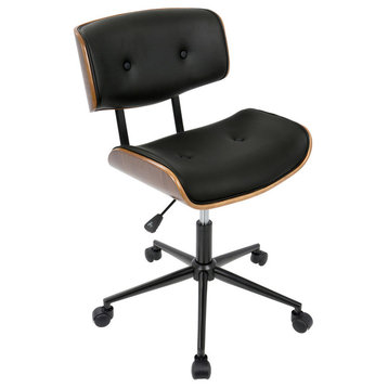 LumiSource Lombardi Height Adj. Office Chair, Walnut and Black