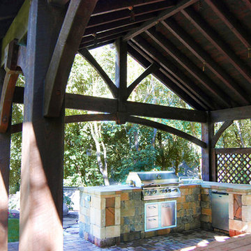 21' x  22' Timber Frame Pavilion With Outdoor Kitchen