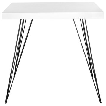 Kittle Retro Mid Century Square Lacquer Accent Table White and Black