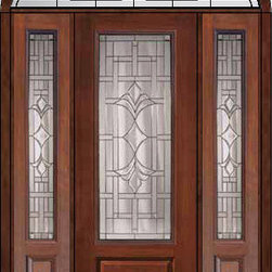Prehung Sidelights-Transom Door 96 Fiberglass Marsala 3/4 Lite Glass - Front Doors