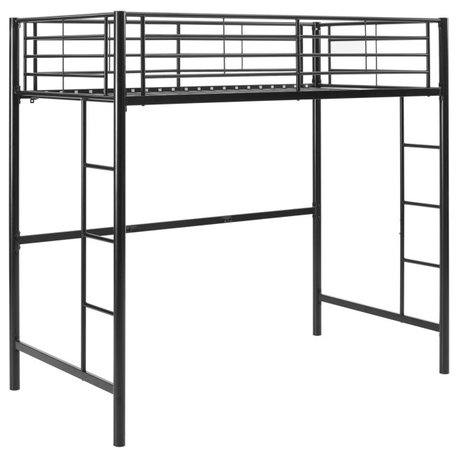 Roseto WEIF11679 Twin Steel Loft Bed - Black