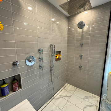 Luxury Walk-In Shower with Multiple Shower Heads & Body Jets