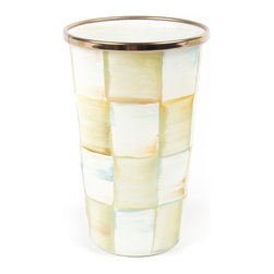 Parchment Check Enamel Tumbler - 10 Ounce | MacKenzie-Childs - Everyday Glasses