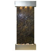 Inspiration Falls Water Fountain, Green Marble, Stainless Steel, Square