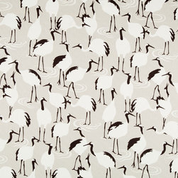 Winter Crane in Linen - Fabric