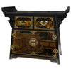 Village Life Altar Cabinet in Black Lacquer Finish