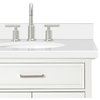 Ariel Kensington 43" Right Oval Sink Bath Vanity, White, 1.5" White Quartz