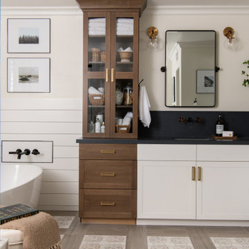 Vanity with Tower Cabinetry for Maximum Storage