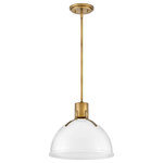 HInkley - Hinkley 14" Argo Small Pendant Ceiling Light, Heritage Brass + Cased Opal Glass - Argo is brilliantly basic in design but has all the right details to make it shine. The smooth lines of its dome have a vintage, industrial feel, but modern updates make Argo contemporary. Heavy straps and decorative screws secure the dome to the cap in this clean and stylish profile.