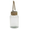 Golena Round Glass Jar with Rope Wrapped Neck - Small