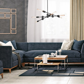 Navah 6-Light Chandelier, Dark Bronze, Vintage Edison Bulbs Included