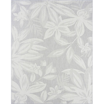 Edda Transitional Floral Indoor Rug, Gray/Cream, 5'3"x7'3"