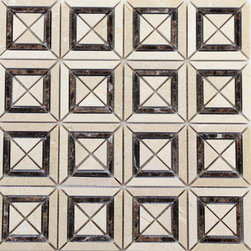 Beige and Dark Emperador Matte X Styles Stone Square Marble Mosaic Tiles - Home Accessories & Decor