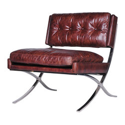 Heathrow Leather Lounge Chair-Cigar - Armchairs And Accent Chairs