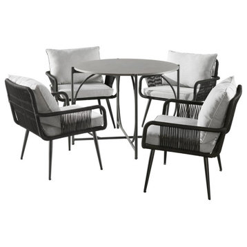 Andover All-Weather Outdoor Bistro Set, Four Rope Chairs and Bistro Table