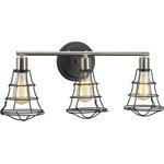 Progress Lighting - Gauge 3-Light Bath - Inspired by industrial elements, Gauge features an open cage design that's both functional and aesthetically appealing. Multi-pendant is supplied with hoop frame to provide an element of customization. Frame is comprised of Graphite with Brushed Nickel accents.