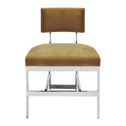 Worlds Away - Worlds Away Shaw Camel Velvet and Metal Dining Chair - Dining Chairs