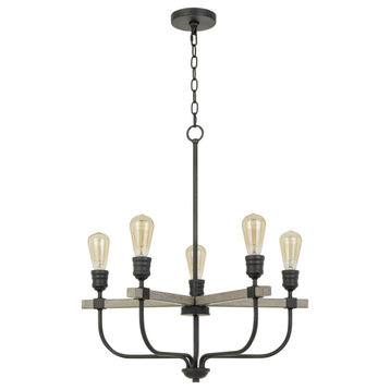 Natural Wood/Iron Metal Sion, Chandelier