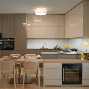 Cozy open interior in beige shades.