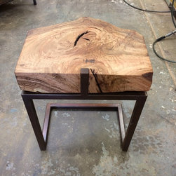 blue gum w/ brown patinaed steel - Side Tables And End Tables