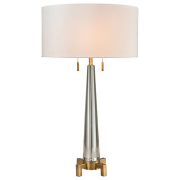 Dimond Bedford Solid Crystal Table Lamp, Aged Brass