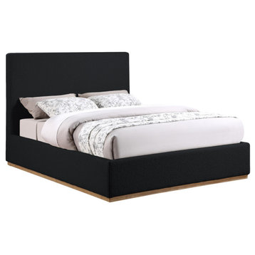 Monaco Boucle Fabric Upholstered Bed, Black, Queen