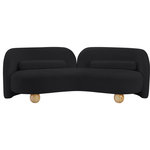 Meridian Furniture - Daphne Upholstered Chair/Loveseat/Sofa, Black, Chenille Fabric, Sofa - A cloud-like oasis of comfort, the Daphne black chenille sofa is a modern sensation. Its plush upholstery invites you to sink in and relax, while the curved design offers both support and opulence. The sofa's unique silhouette is complemented by a choice of black or natural wooden legs, allowing you to customize it to your personal taste. Whether you're looking for a stylish accent piece or a comfortable spot to unwind, the Daphne sofa is the perfect choice.