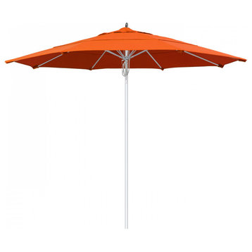 11' Patio Umbrella Silver Pole Fiberglass Rib Pulley Lift Sunbrella, Melon