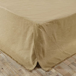 Burlap Natural Traditional Fringed Bed Skirt by Ashton & Willow - Bedskirts