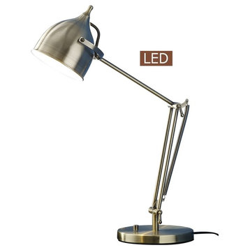Caprice LED Desk Lamp With Dimmer, Antique Satin Brass