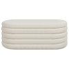 Fuji 49" Upholstered Oval Storage Bench, Ivory White Boucle
