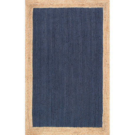 Nuloom Jute Simple Border Area Rug, Navy 2'x3'