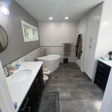 Bathroom Remodeling in Arlington with freestanding tub and double vanity