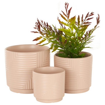 Modern Pink Ceramic Planter Set 564177